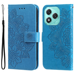 Etui portfelowe z motywem kwiatowym do Honor 400 Lite – Niebieskie