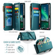 Etui CASEME do Samsung Galaxy S25 FE, RFID Leather Wallet, z paskiem na ramię, zielone