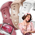 3x Pasek Silikonowy do Apple Watch 1/2/3/4/5/6/7/8/9/10/11/SE 38/40/41/42mm, Rose, Fioletowy, Beżowy, Biały