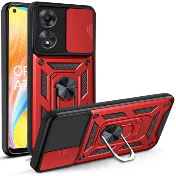 Etui pancerne do Oppo A78 4G, CamShield Slide, czerwone