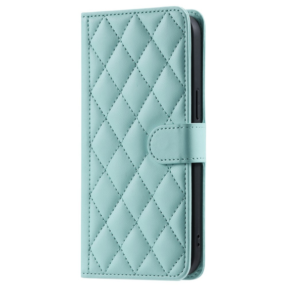 Etui z klapką do Samsung Galaxy S25, Rhombus Crossbody Leather, zielone