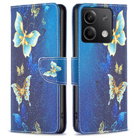 Etui z klapką do Xiaomi Redmi Note 13 5G, Wallet, Butterflies niebieskie