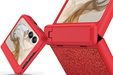 Etui do Motorola Razr 60 Ultra – Glitter PC Case ze szkłem i podstawką - czerwone