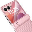Etui do Motorola Razr 60 Ultra, PC Kickstand Case, ze szkłem, różowe