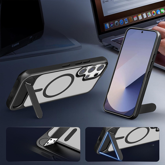 Etui do Samsung Galaxy S25 Ultra, Kickstand Matt Case, do MagSafe, czarne