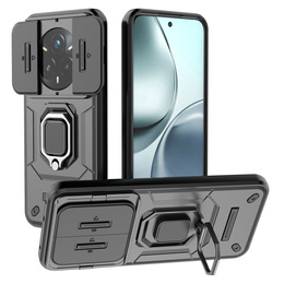 Etui pancerne do Realme 14 Pro+ 5G, z osłoną aparatu i podstawką, czarne