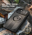Etui pancerne do iPhone 13 / 14, Dexnor CamProtect MagSafe, z folią prywatyzującą, czarne (Dwie ramki)