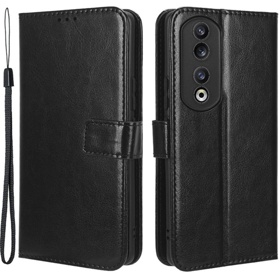 Etui z klapką do Honor 90, Crazy Horse Wallet, czarne