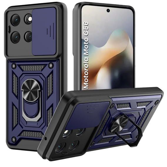 Etui pancerne do Motorola Moto G56 5G, CamShield Slide, niebieskie