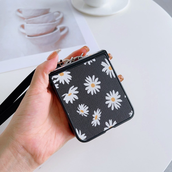 Etui do Samsung Galaxy Z Flip7 FE / Z Flip6, z paskiem na ramię, czarne