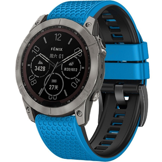 Pasek Silikonowy do Garmin Fenix 5/6/7 Forerunner 965/955/945/935 22mm, Niebieski / Czarny