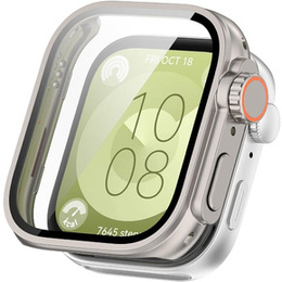 2w1 Etui + Szkło Hartowane do Huawei Watch Fit 3, Srebrne/Pomarańczowe