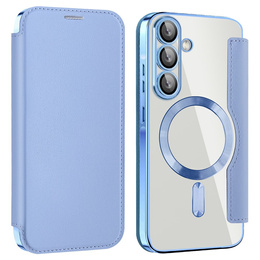 Etui z klapką do Samsung Galaxy A56 5G, RFID Wallet MagSafe z ochroną aparatu, niebieskie