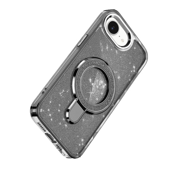 Etui do iPhone 16e, Glittery Magnetic Kickstand, czarne