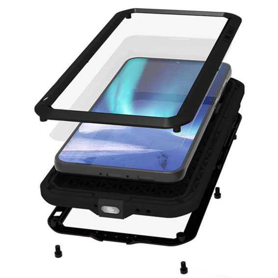 Etui Love Mei do Samsung Galaxy S23 Plus, pancerne ze szkłem, czerwone