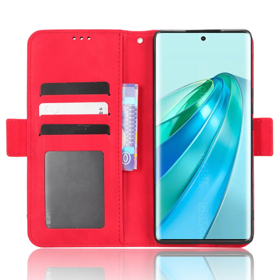 Etui z klapką do Honor Magic 5 Lite 5G, Card Slot, czerwone