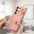 Etui do Samsung Galaxy S25 Ultra z klapką i paskiem – różowe