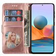 Etui z klapką do Samsung Galaxy A55, Wallet Zipper Pocket Glittery, różowe rose gold