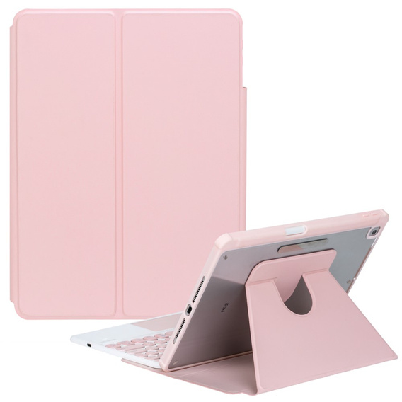 Etui z klawiaturą do iPad 11" 2025 A16 (11 gen.) / iPad 10.9" 2022 (10 gen.), Rotary 360° Leather Touchpad, różowe rose gold