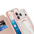 Etui z klapką do iPhone 17 Pro Max, RFID Wallet MagSafe z ochroną aparatu, różowe