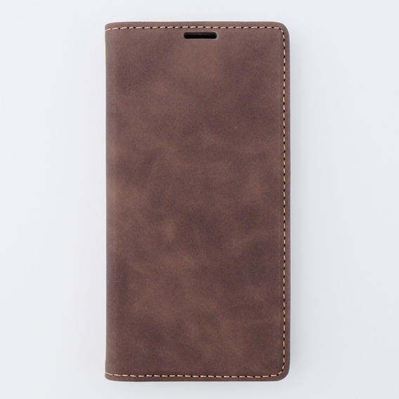 Etui do iPhone 15, ERBORD Vintage portfel z klapką, kawowe