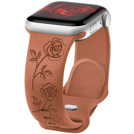 Pasek Silikonowy do Apple Watch 1/2/3/4/5/6/7/8/9/10/11/SE 38/40/41/42mm, Rose, Brązowy