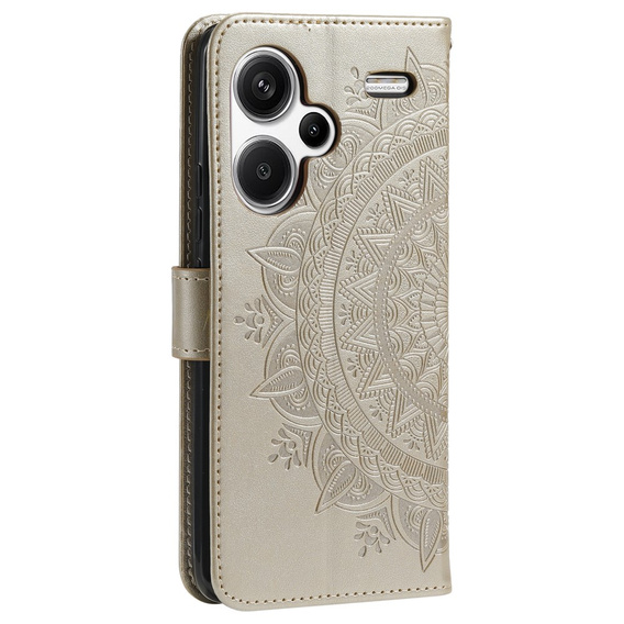 Etui z klapką do Xiaomi Redmi Note 13 Pro+, Mandala, złote