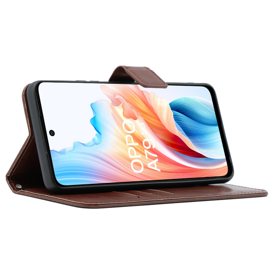 Etui z klapką do Oppo A79 5G, Crazy Horse Wallet, brązowe