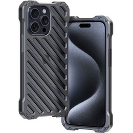 Etui R-JUST do iPhone 15 Pro, pancerne Hollow, szare