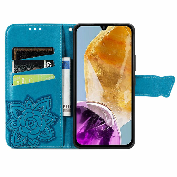 Etui z klapką do Samsung Galaxy M15 5G, Butterfly, niebieskie