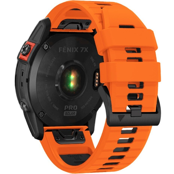 Pasek Silikonowy QuickFit do Garmin Fenix 22mm, Pomarańczowy / Czarny