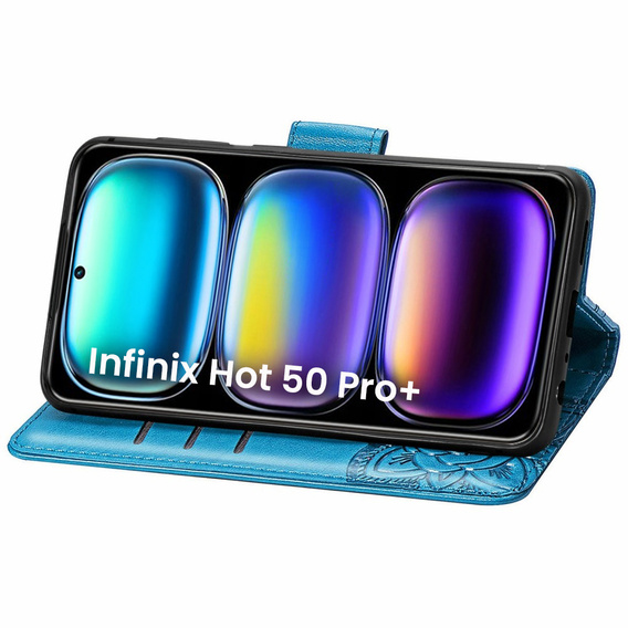Etui z klapką do Infinix Hot 50 Pro+ 4G, Butterfly, niebieskie