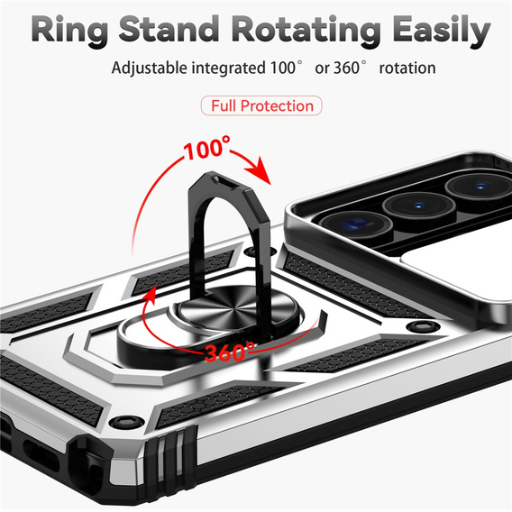 Etui pancerne do Samsung Galaxy S26 Ultra, CamShield Slide, srebrne