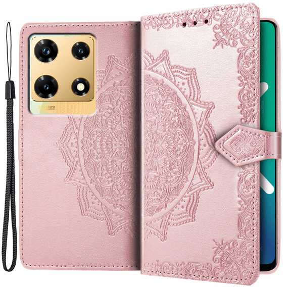 Etui z klapką do Infinix Note 30 Pro 4G, Mandala, różowe rose gold