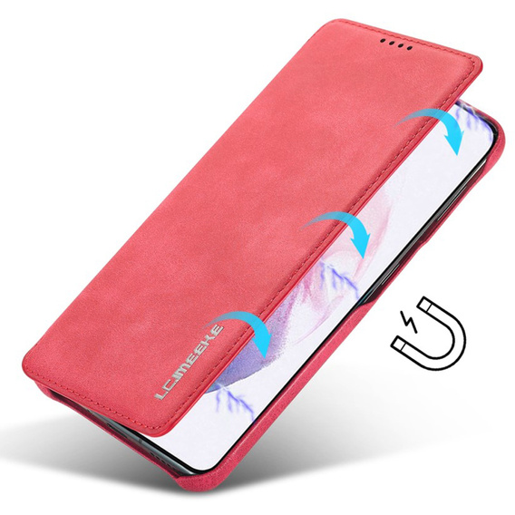 Etui z klapką do Samsung Galaxy S22+ Plus 5G, LC.IMEEKE, czerwone