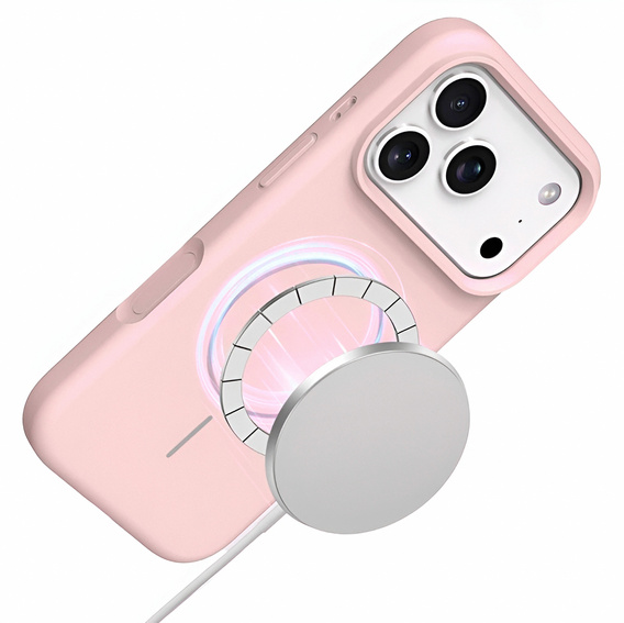 Etui silikonowe do iPhone 17 Pro Max - kompatybilne z MagSafe, antywstrząsowe, różowe