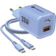 Forcell F-Energy GaN III Crystal Color VT-41 33W – ładowarka z kablem USB-C - niebieska