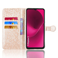 Etui z klapką do T Phone 3 5G, Wallet Rhombus, złote