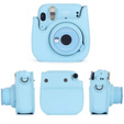 Etui do Fujifilm Instax Mini 11, skórzany pokrowiec z paskiem, niebieskie