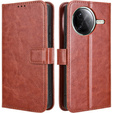Etui z klapką do Xiaomi Poco F7 Ultra, Crazy Horse Wallet, brązowe