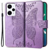 Etui z klapką do Xiaomi Poco F5, Butterfly, fioletowe