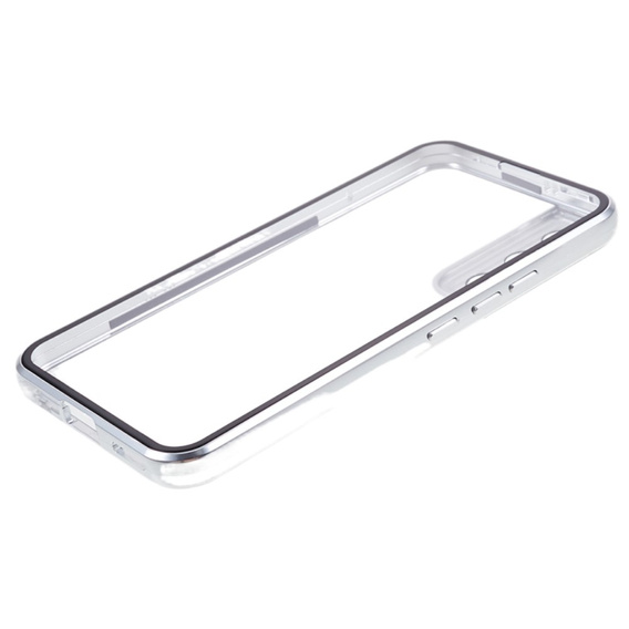 Etui do Samsung Galaxy S22, Magnetic Dual Glass, srebrne
