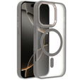 Etui do iPhone 16 Pro, do MagSafe, ERBORD Matt Case, przezroczyste / tytanowe + Szkło na ekran