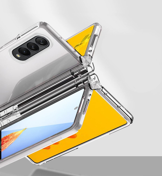 Etui ze szkłem do Samsung Galaxy Z Fold 4 5G, Rubberized Case, Transparent
