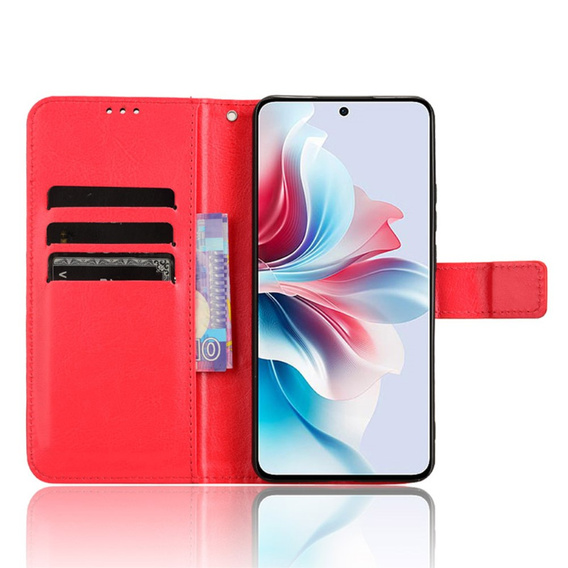 Etui z klapką do Oppo Reno 11F 5G, Crazy Horse Wallet, czerwone