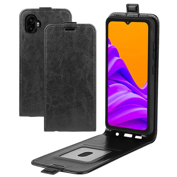 Etui z klapką pionową do Samsung Galaxy Xcover 7 Pro – czarne, skórzane, z kieszeniami na karty