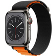 Pasek Nylonowy do Apple Watch 1/2/3/4/5/6/7/8/9/10/11/SE Ultra 1/2/3 42/44/45/46/49mm, Czarny / Pomarańczowy