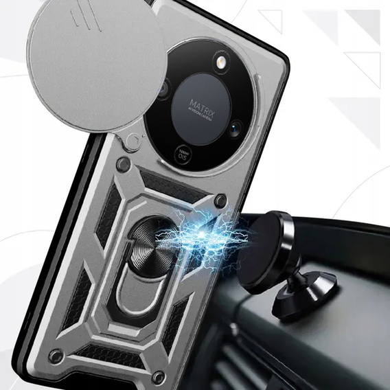 Etui pancerne do Honor Magic 8 Lite, CamShield Slide, srebrne