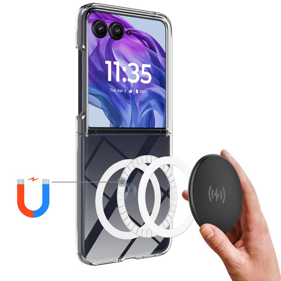 Etui przezroczyste do Motorola Razr 60 Ultra – TPU + akryl, kompatybilne z MagSafe