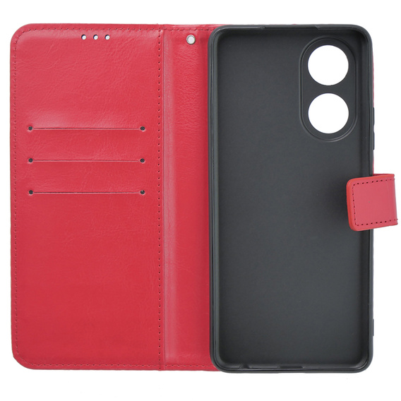 Etui z klapką do Oppo A58 4G, Crazy Horse Wallet, czerwone